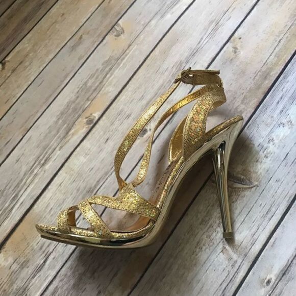 Promise Gold Strappy Heels - Picture 3 of 7